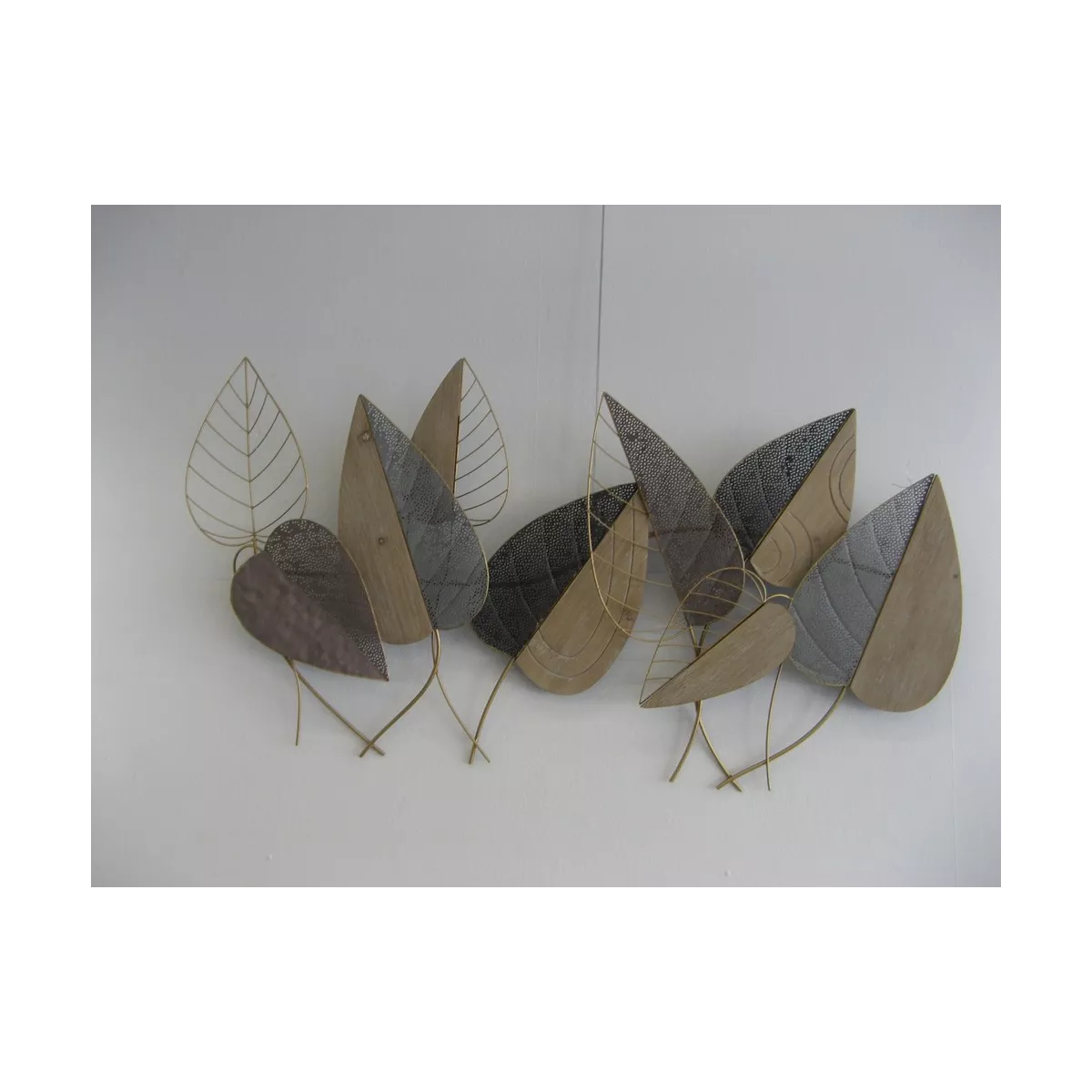 Décoration Murale Feuilles bois et métal