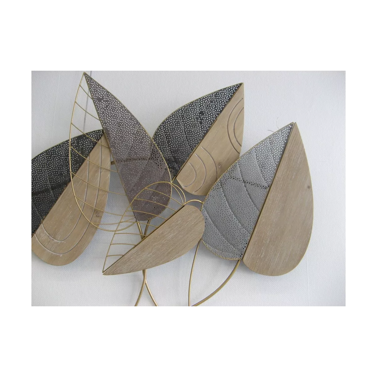 Décoration Murale Feuilles bois et métal