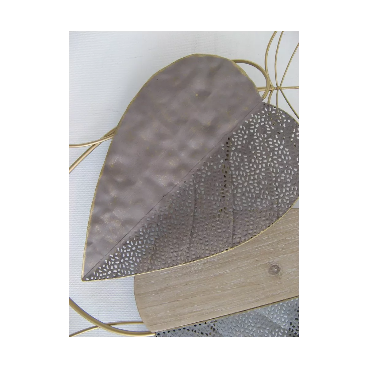 Décoration Murale Feuilles bois et métal