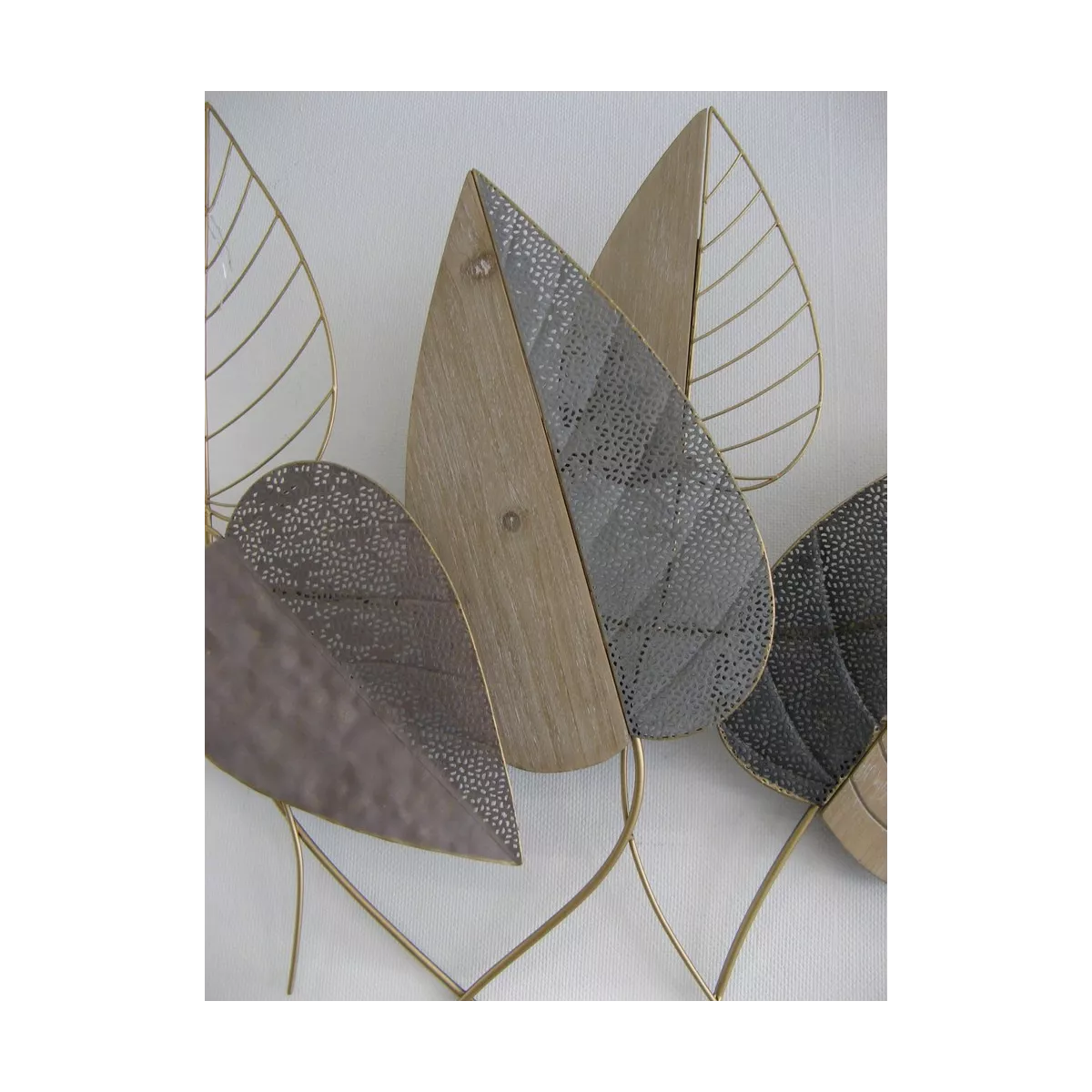 Décoration Murale Feuilles bois et métal