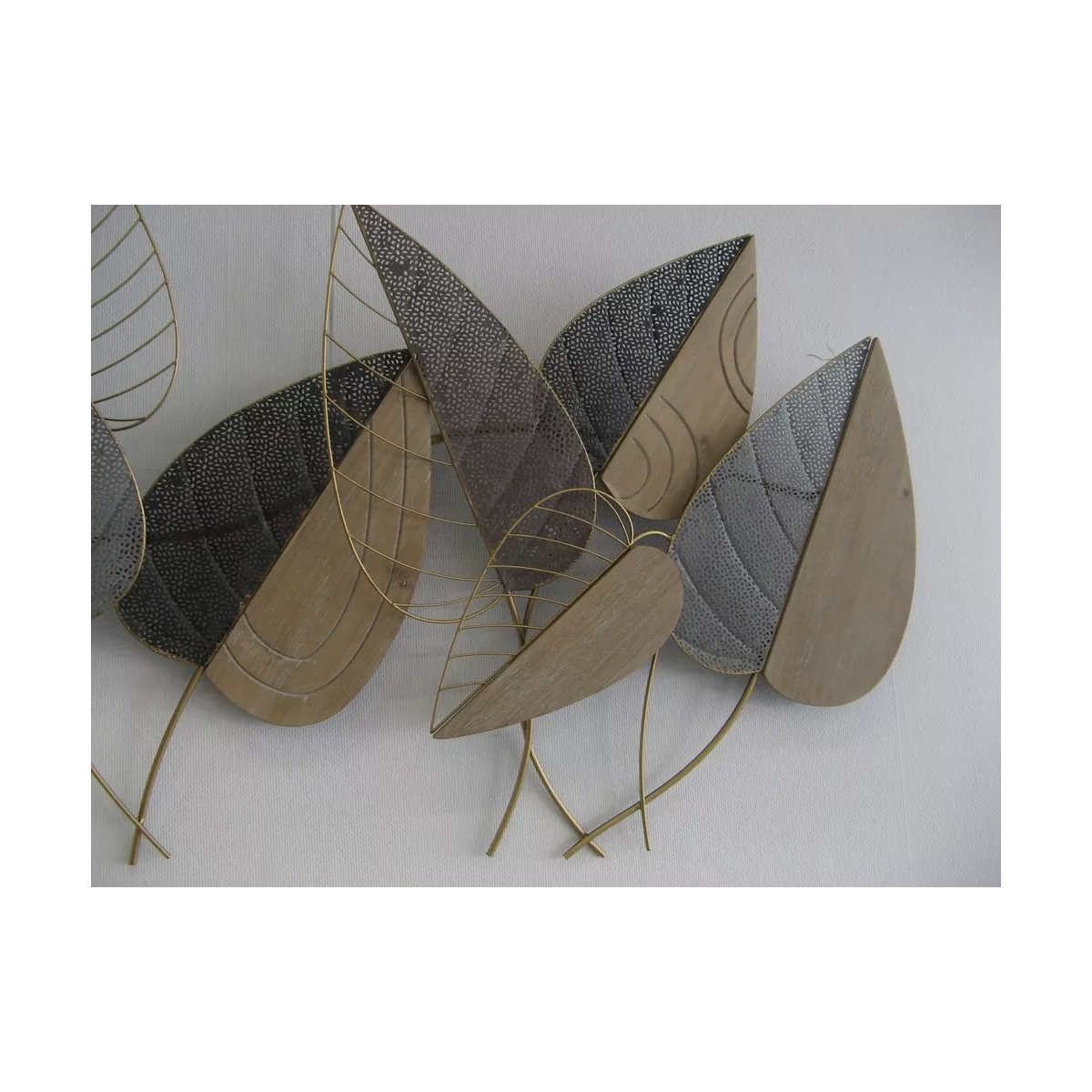Décoration Murale Feuilles bois et métal