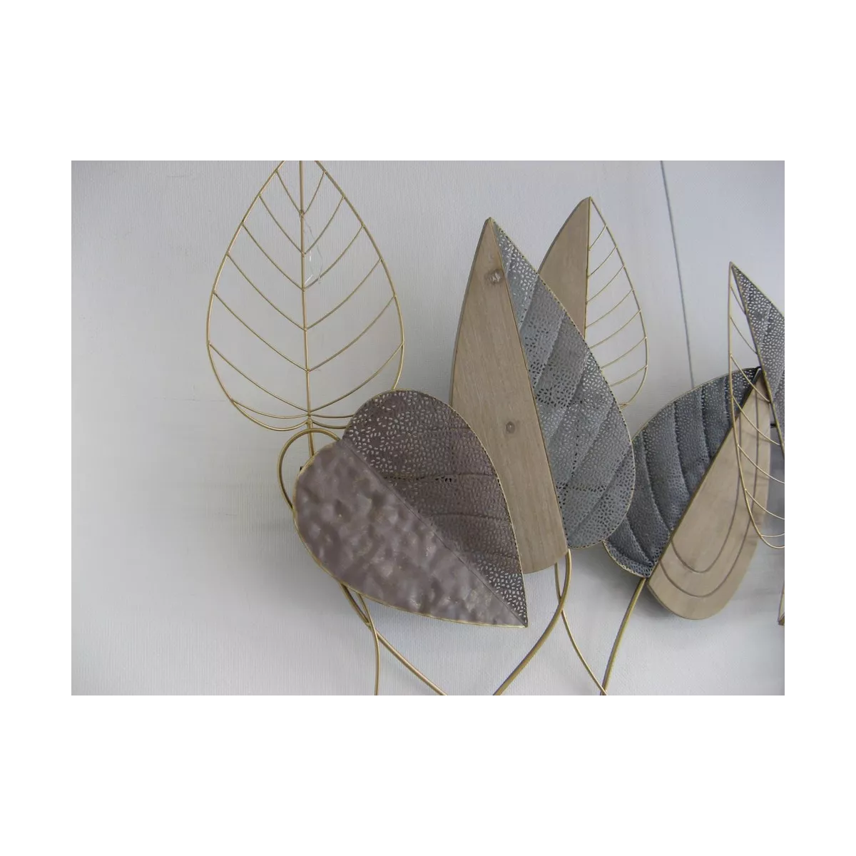 Décoration Murale Feuilles bois et métal