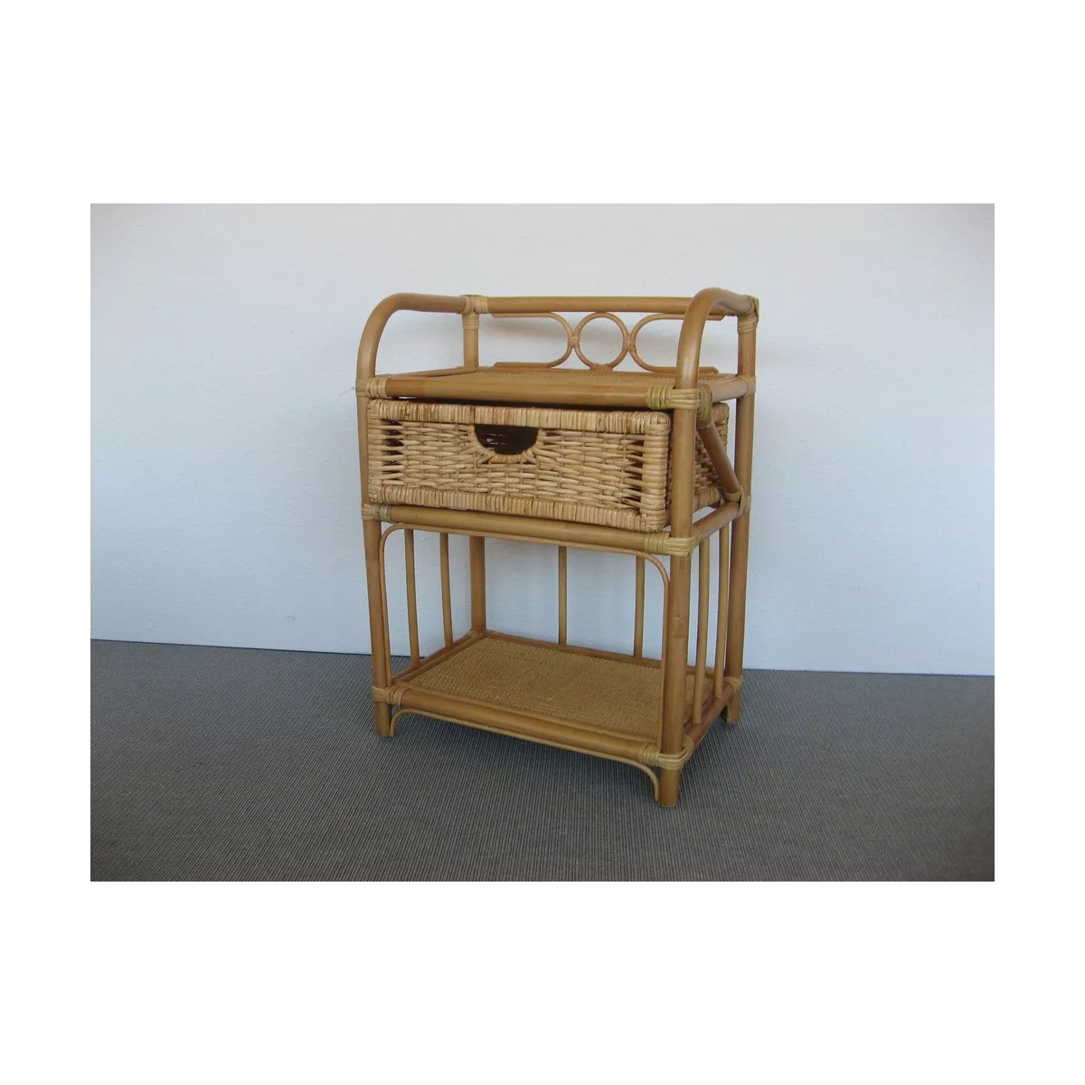 Meuble rangement rotin 1 tiroirs Miel