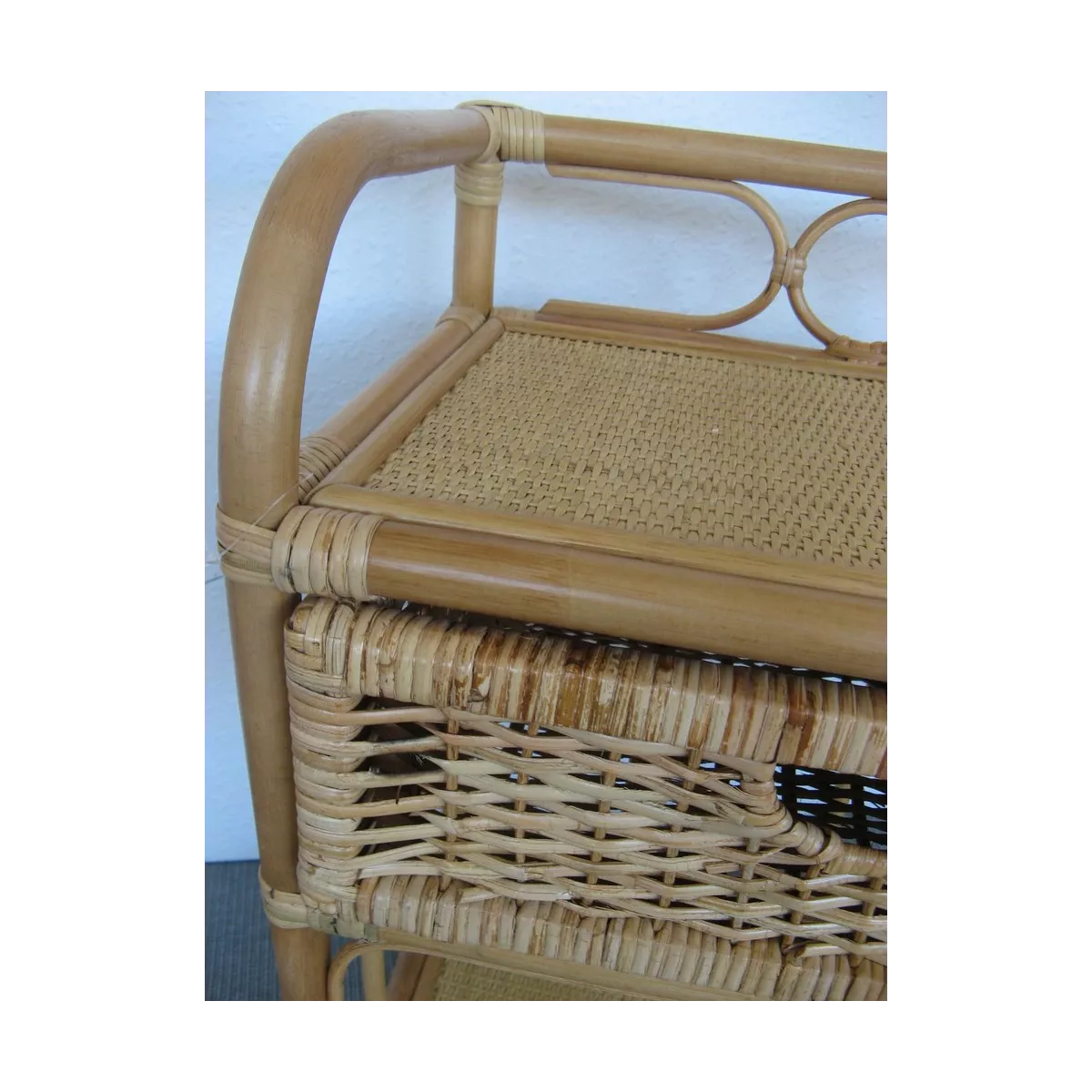 Meuble rangement rotin 1 tiroirs Miel
