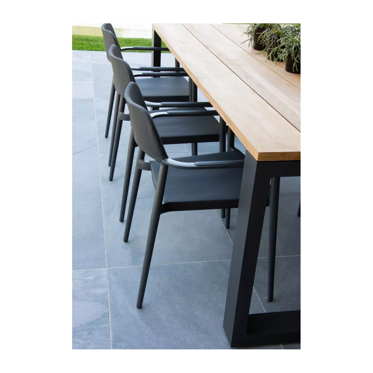 Fauteuil de repas Indy Spécial Extérieur Aluminium et Textilene Gris Anthracite