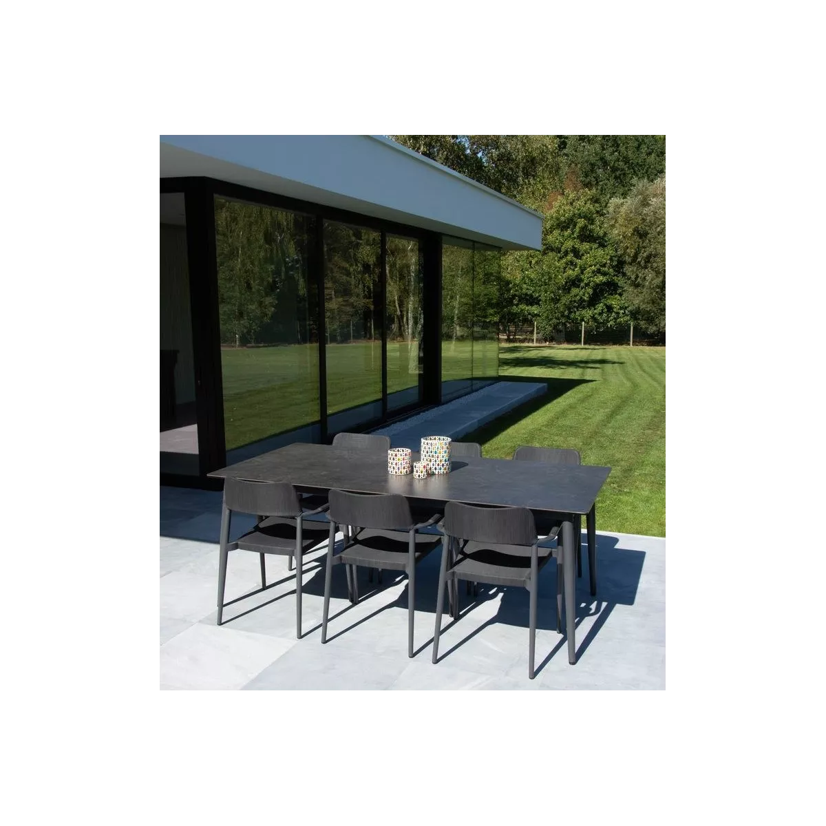 Fauteuil de repas Indy Spécial Extérieur Aluminium et Textilene Gris Anthracite