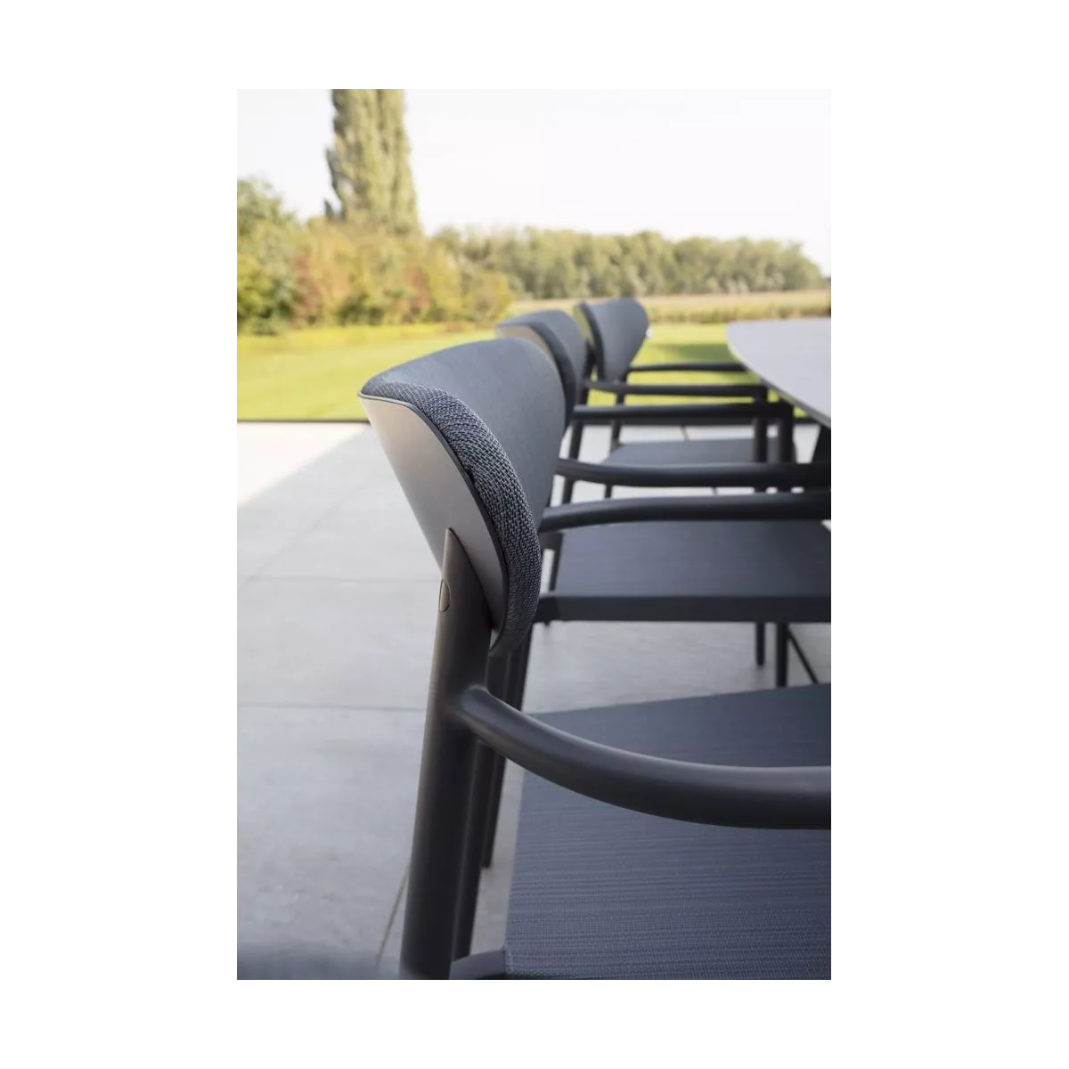 Fauteuil de repas Indy Spécial Extérieur Aluminium et Textilene Gris Anthracite