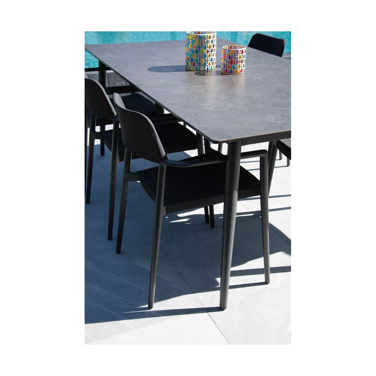 Fauteuil de repas Indy Spécial Extérieur Aluminium et Textilene Gris Anthracite