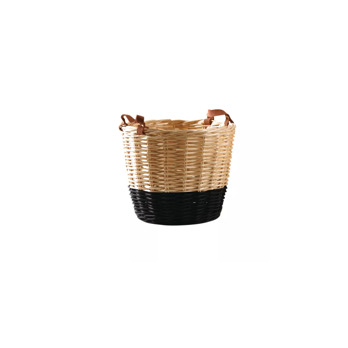 Corbeille osier naturel et noir 24x24