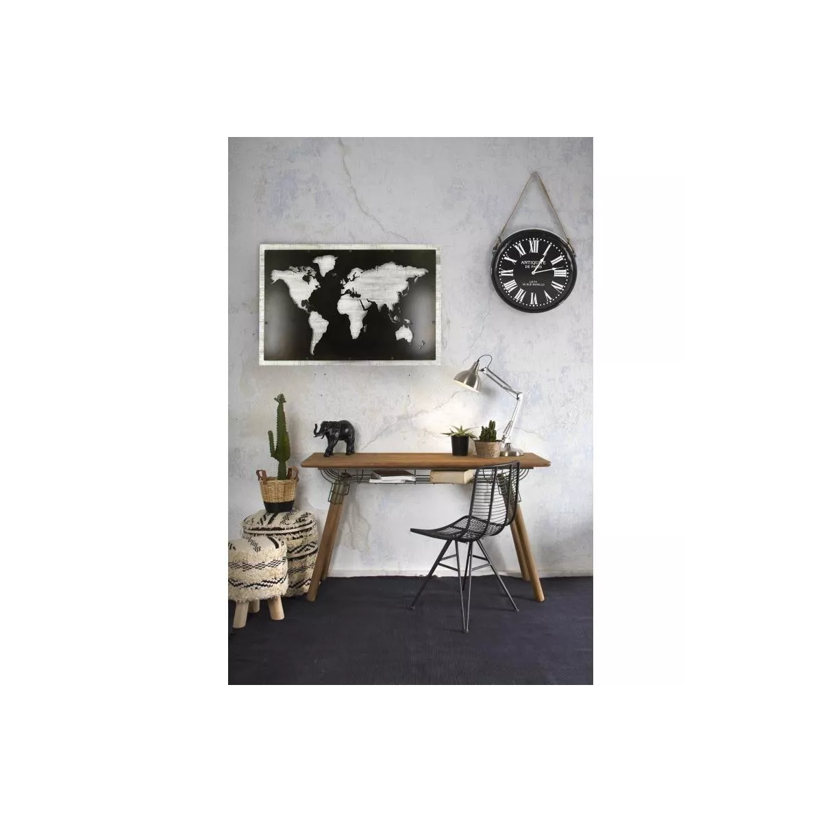 Corbeille osier naturel et noir 33x33