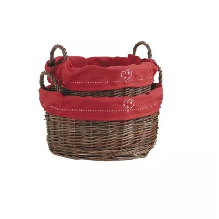 Corbeille osier avec tissus rouge 30x30
