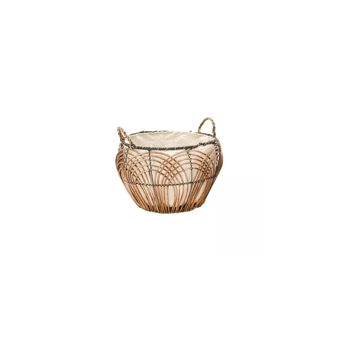 Corbeille Lacerie Osier et Métal 28x28