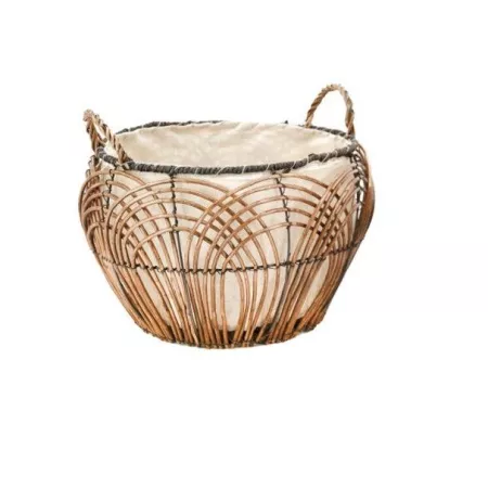 Corbeille Lacerie Osier et Métal 28x28