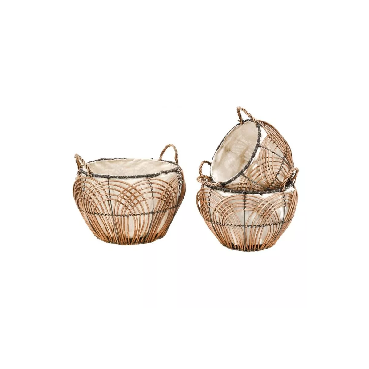 Corbeille Lacerie Osier et Métal 28x28