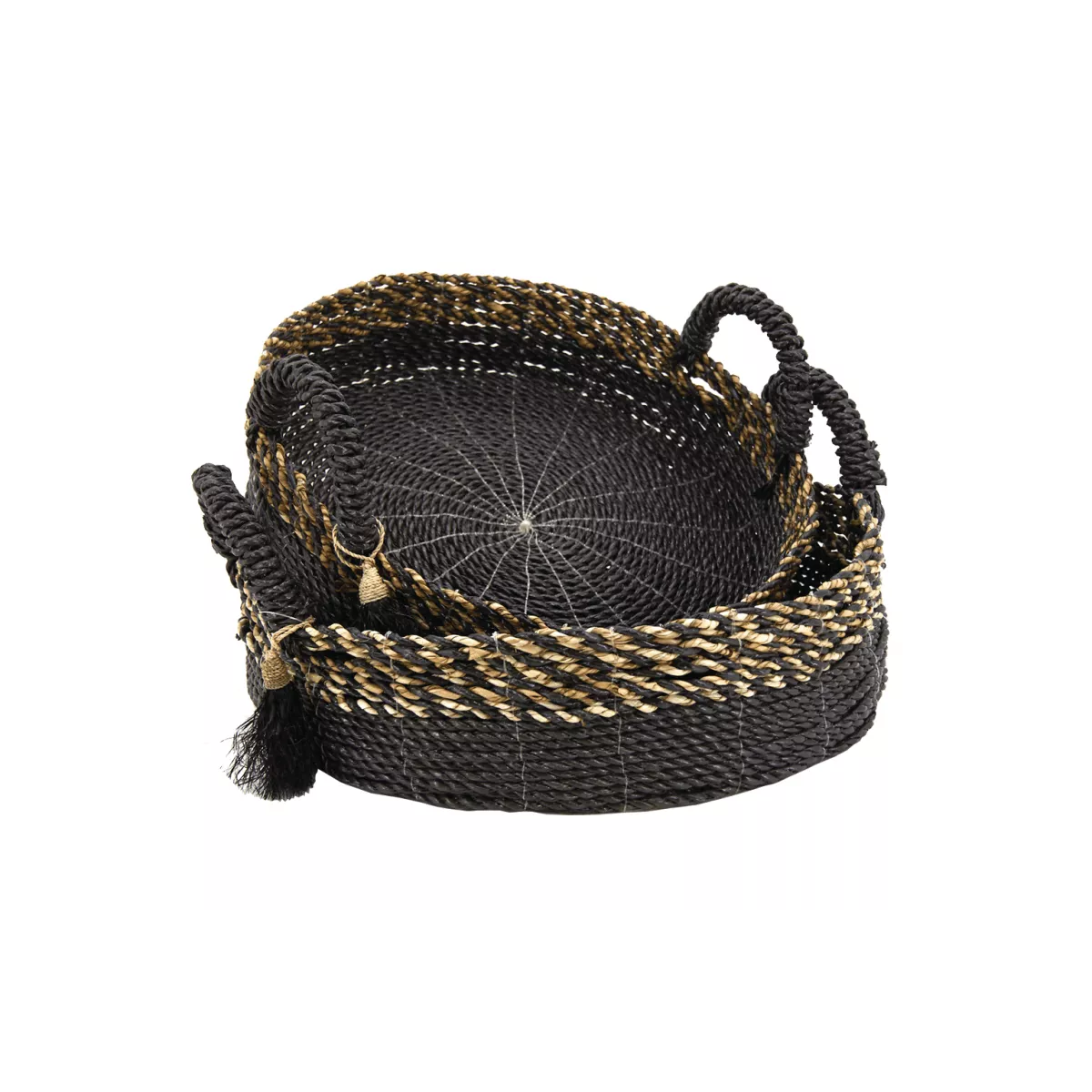 Corbeille raphia et jonc 40x40