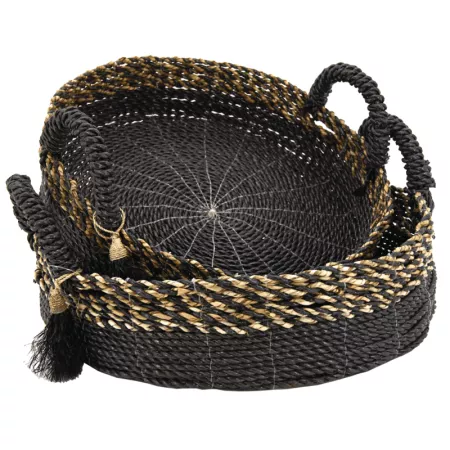 Corbeille raphia et jonc 40x40