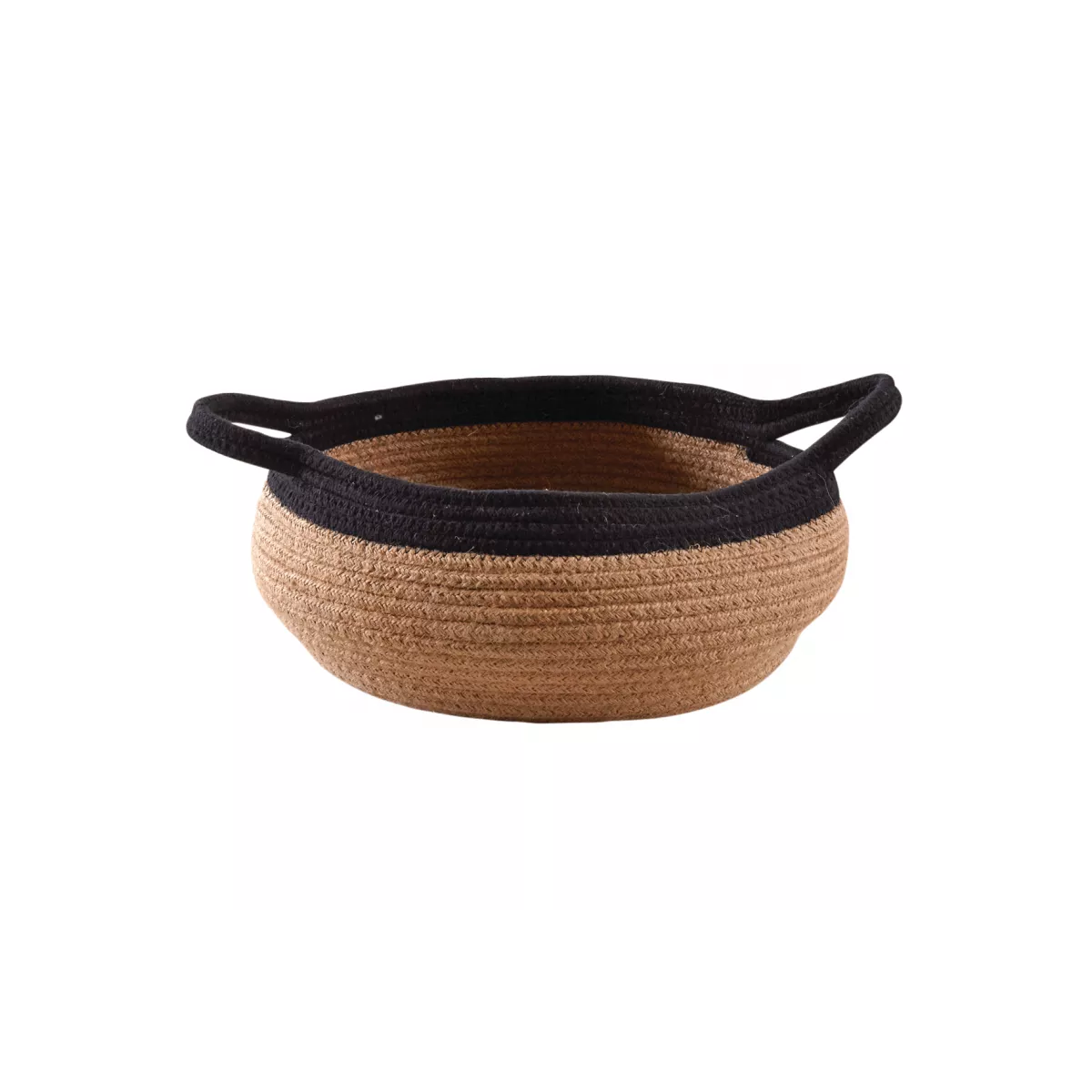 Corbeille en jute naturel et noir 35x35