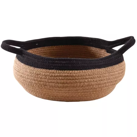 Corbeille en jute naturel et noir 35x35