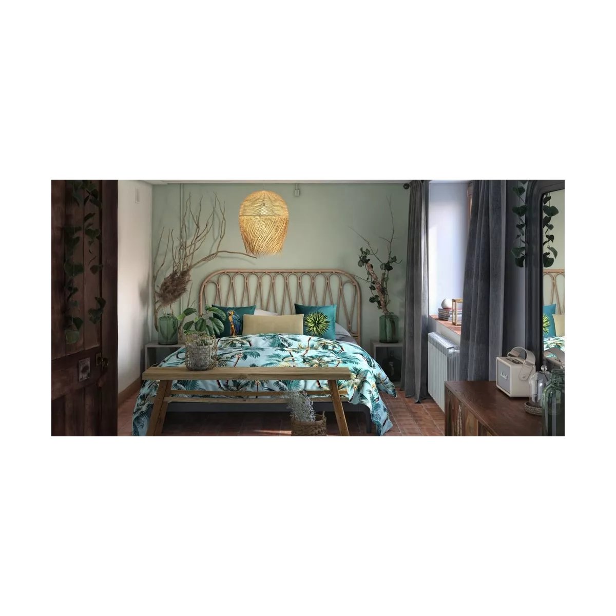 Tête de Lit Vintage en Rotin