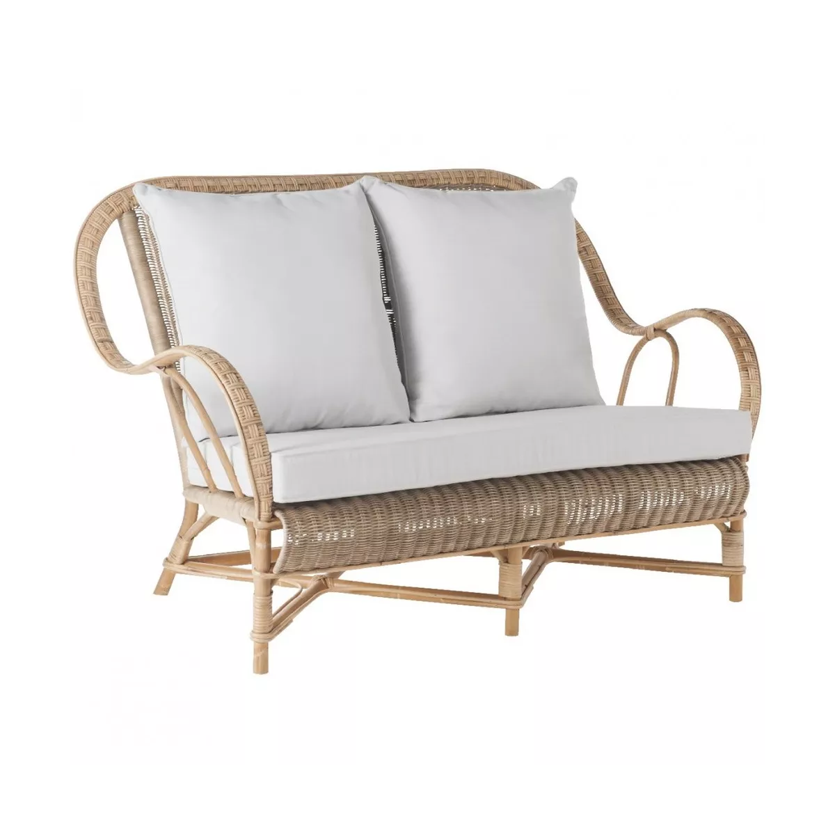Salon Nantucket Rotin Patiné : 1 Canapé+ 2 Fauteuils + Table Basse