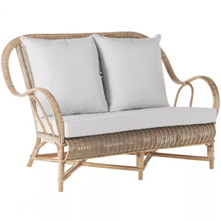 Salon Nantucket Rotin Patiné : 1Canapé+ 2 Fauteuils + Table Basse