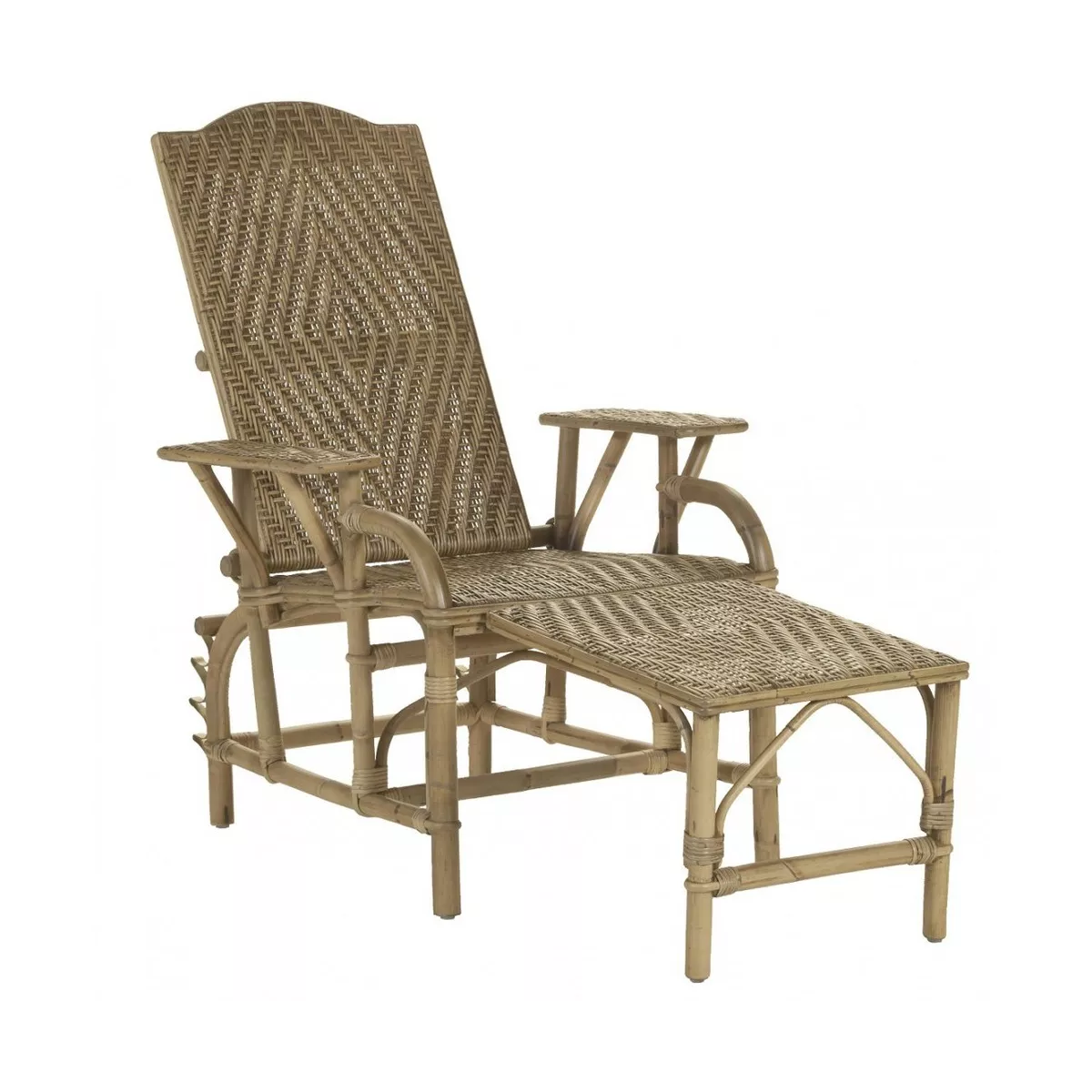 Chaise Longue Grand Mère en Rotin Patiné