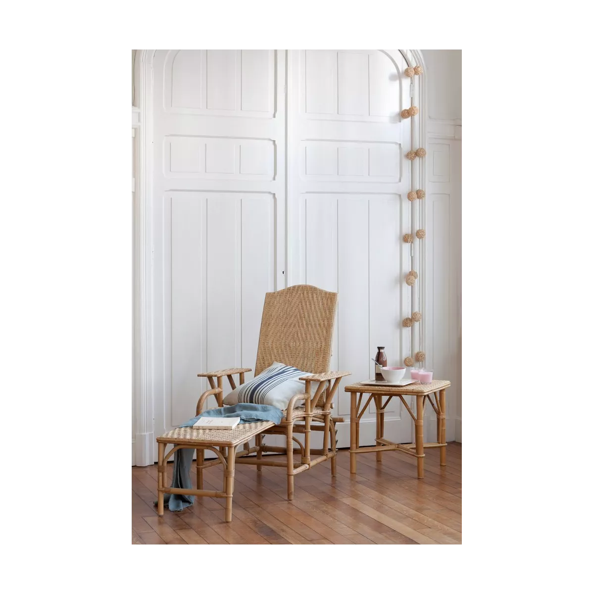 Chaise Longue Grand Mère en Rotin Naturel