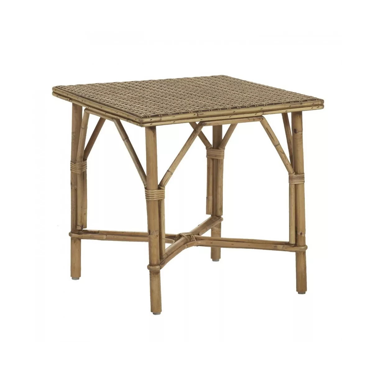 Table Basse Grand Mère Rotin Patiné 50x50