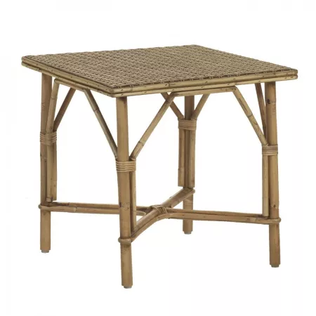 Table Basse Grand Mère Rotin Patiné 50x50