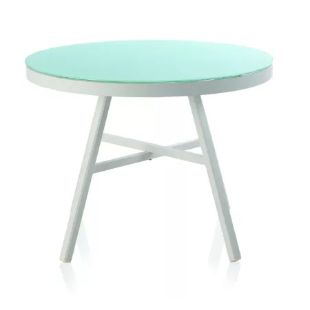 Table ronde 100x100 Cires Aluminium et Verre