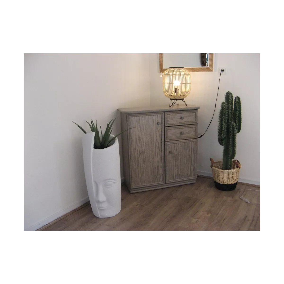 Meuble Delos 87x39 : 2 Portes et 2 Tiroirs Gris