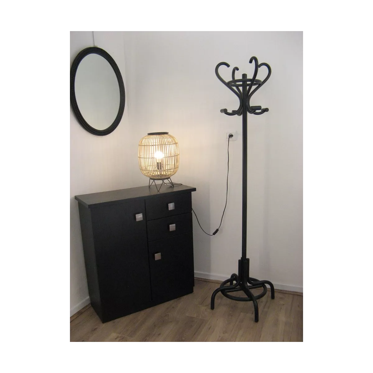 Porte Manteaux Rotin Coloris Noir