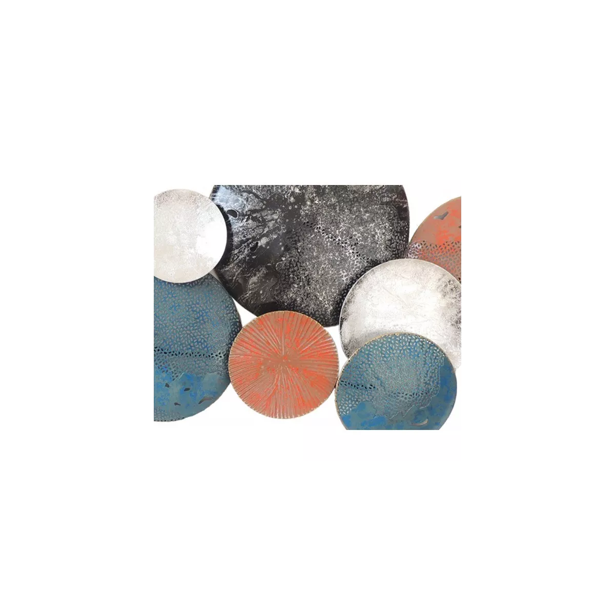 Déco Murale Disques Bleus Orange Gris 50x90