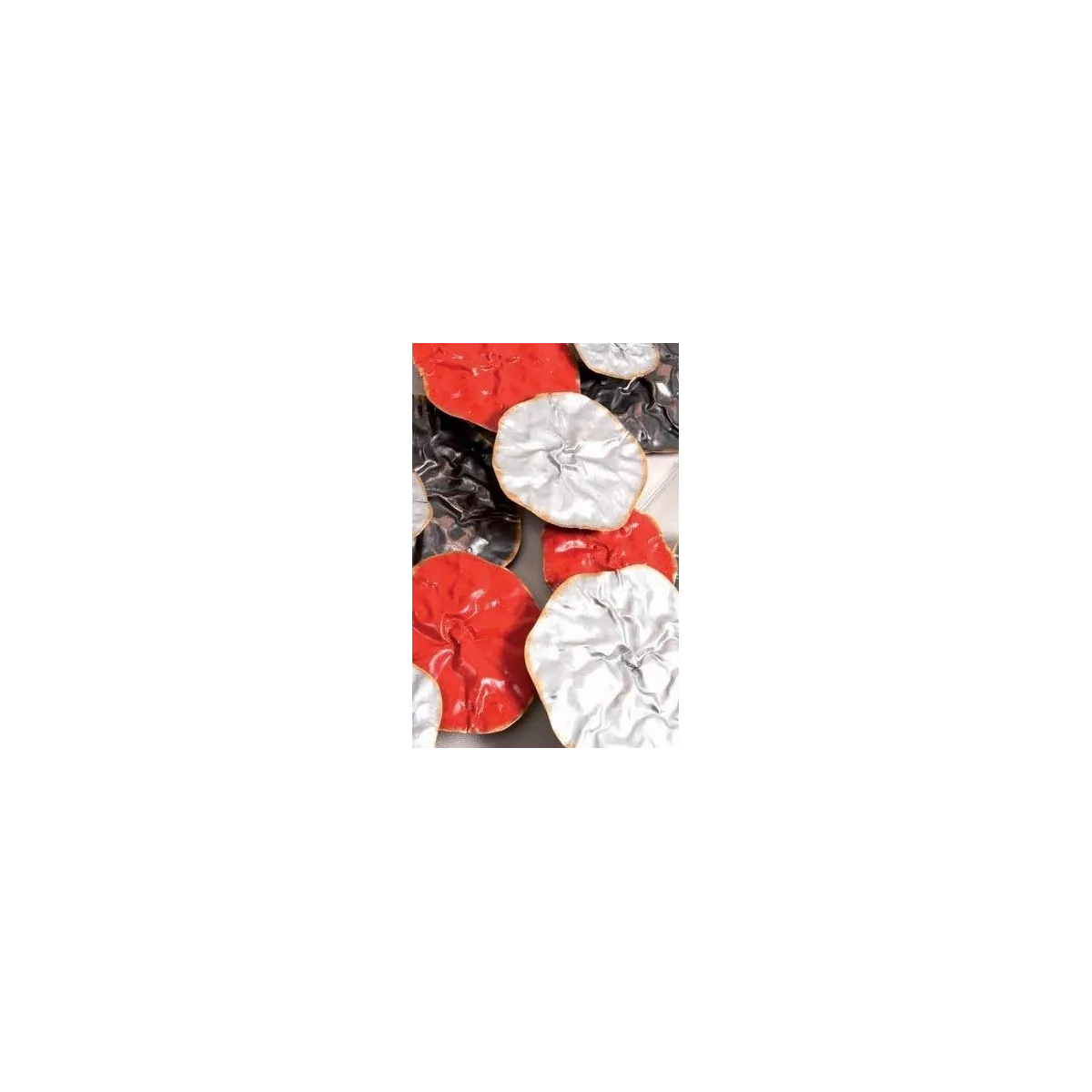 Déco Murale Métal Disques effet Corolles Rouge et Gris