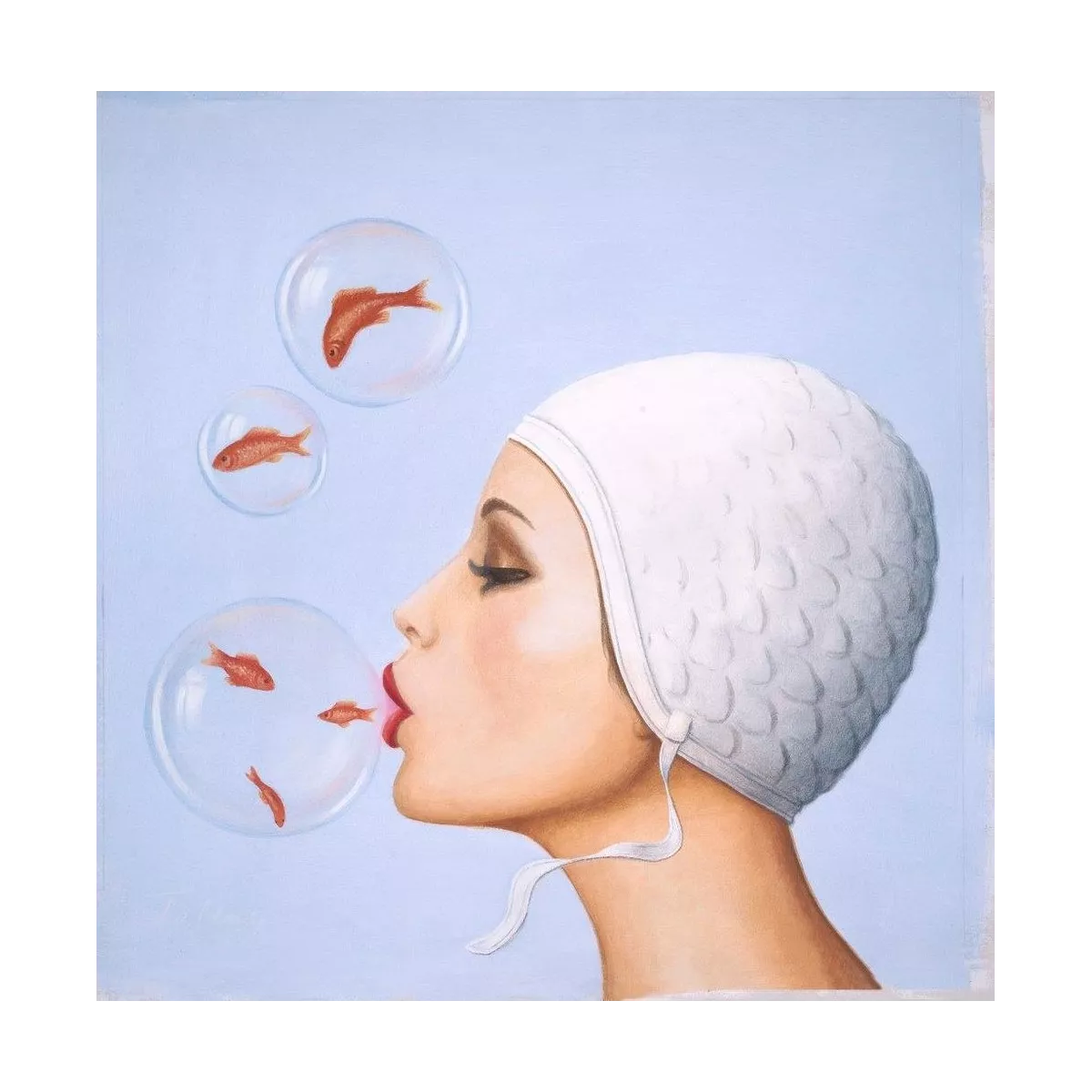 Tableau Baigneuse Bulles 75x75