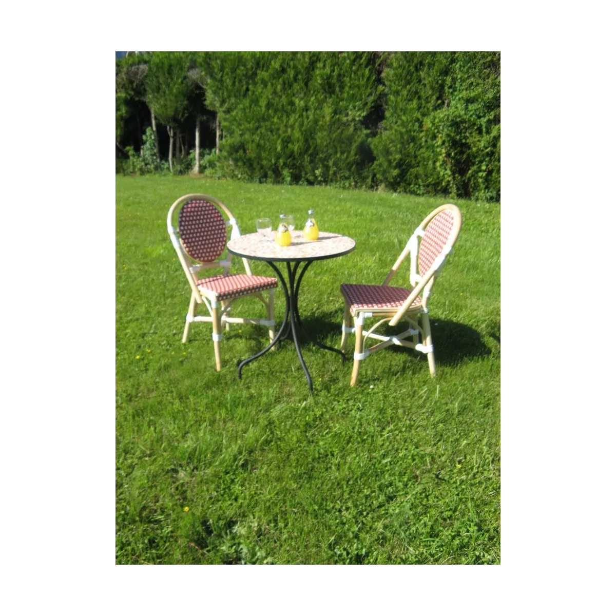 Chaise Bistrot Rotin Rouge et Blanc