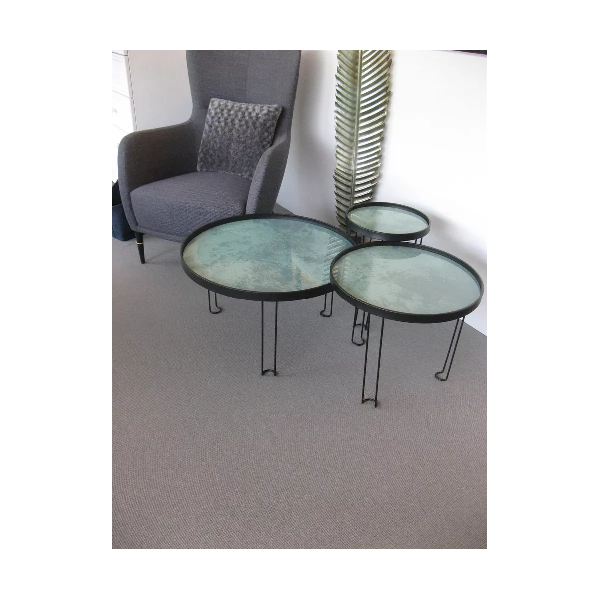 Table Basse Metal et aspect marbre 63x63