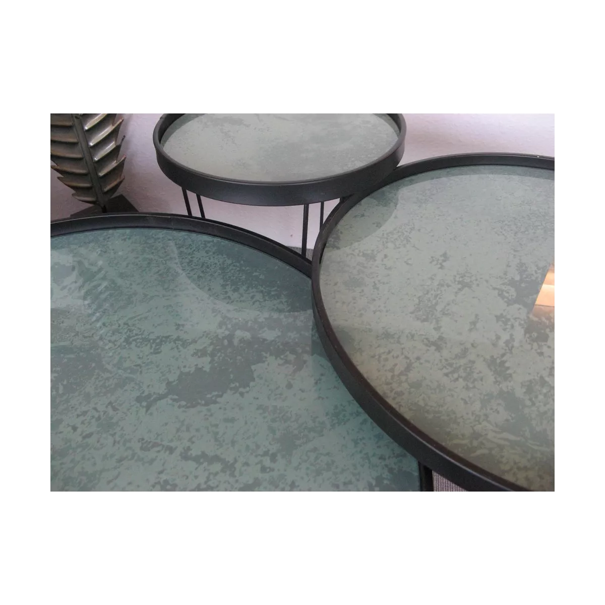 Table Basse Metal et aspect marbre 63x63