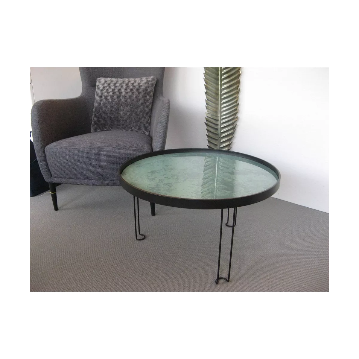 Table Basse Metal et aspect marbre 63x63