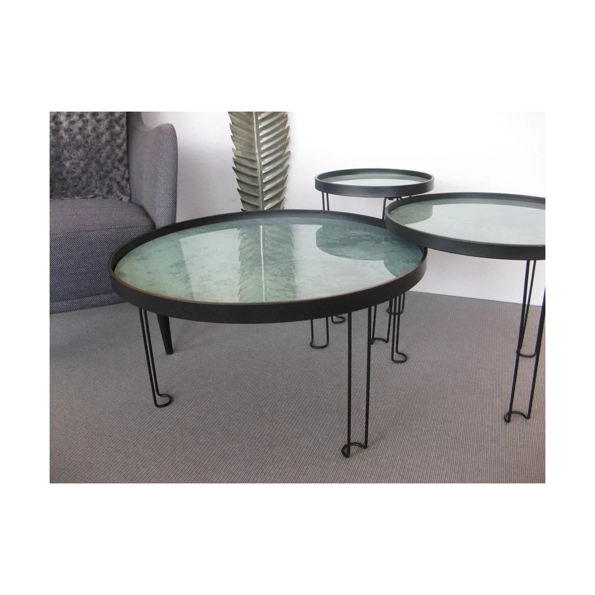Table Basse Metal et aspect marbre 47x47