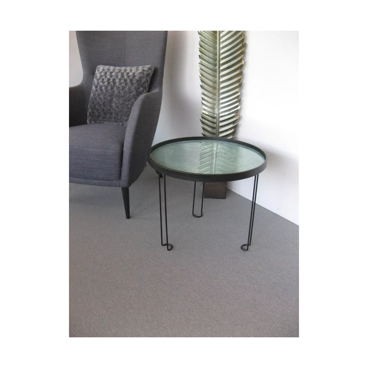Table Basse Metal et aspect marbre 47x47