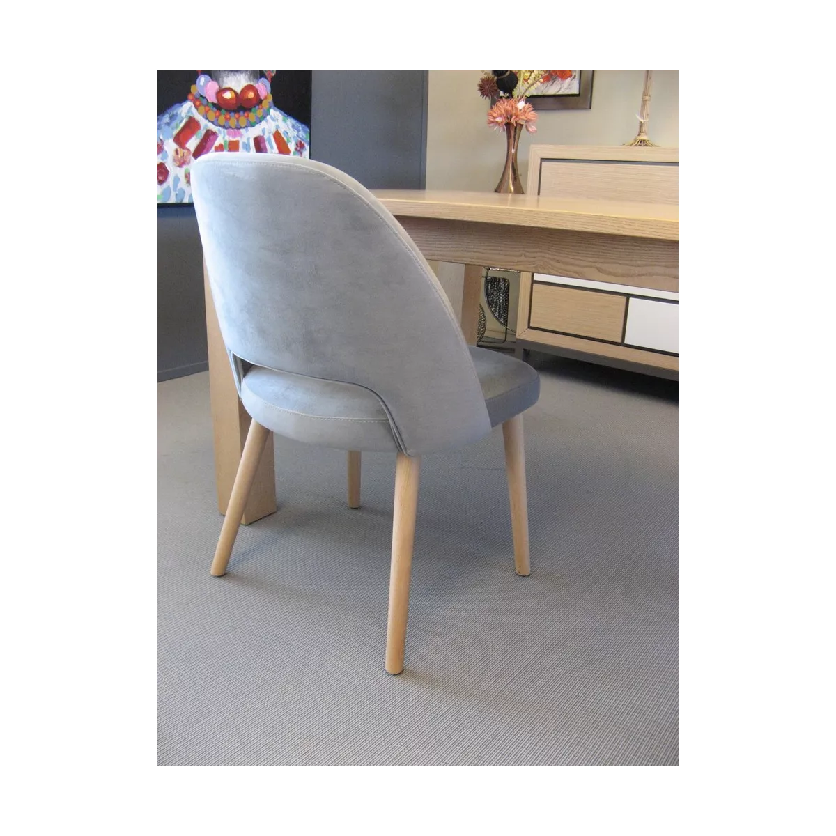 Chaise Joy Velours Gris Clair