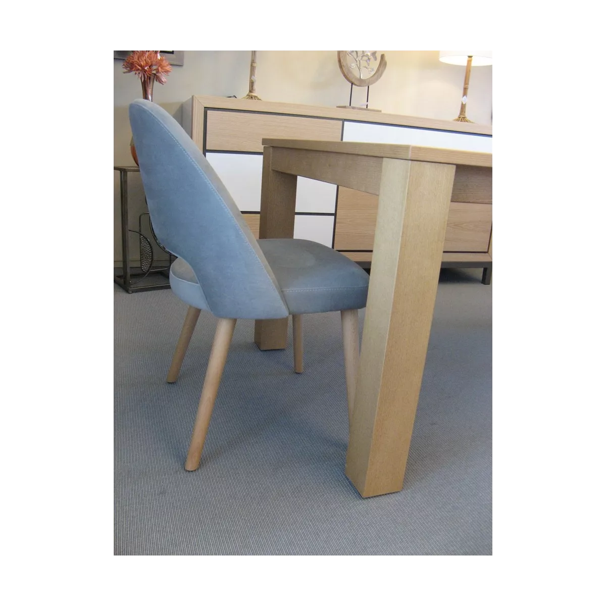 Chaise Joy Velours Gris Clair