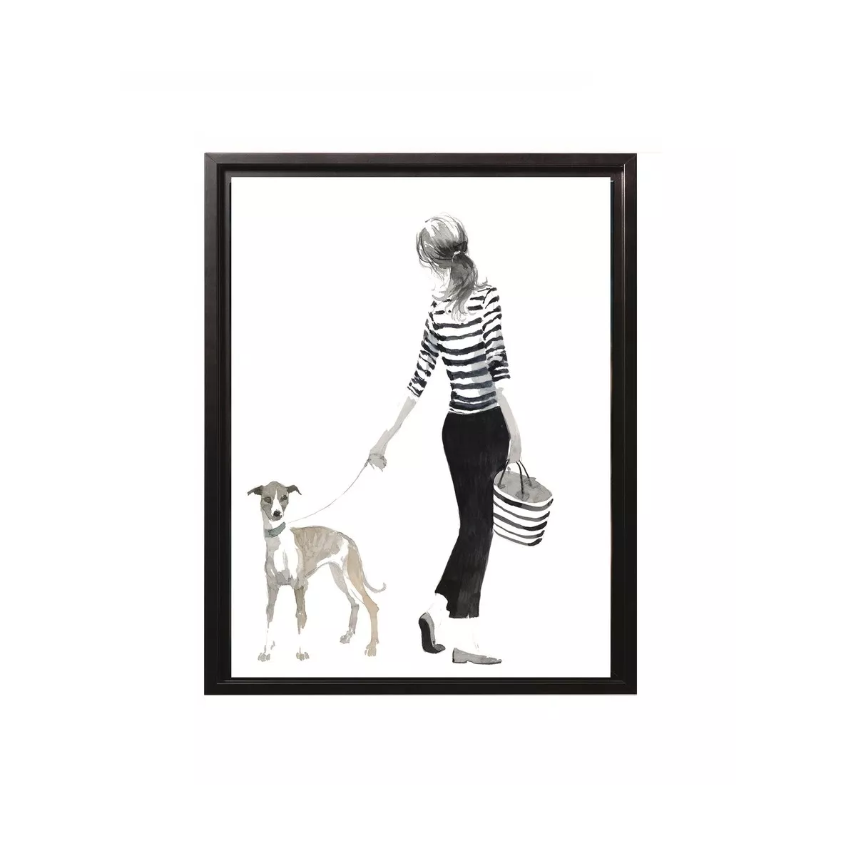 Tableau Femmes avec son Lévrier 44x34
