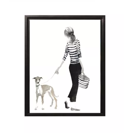 Tableau Femmes avec son Levrier 44x34