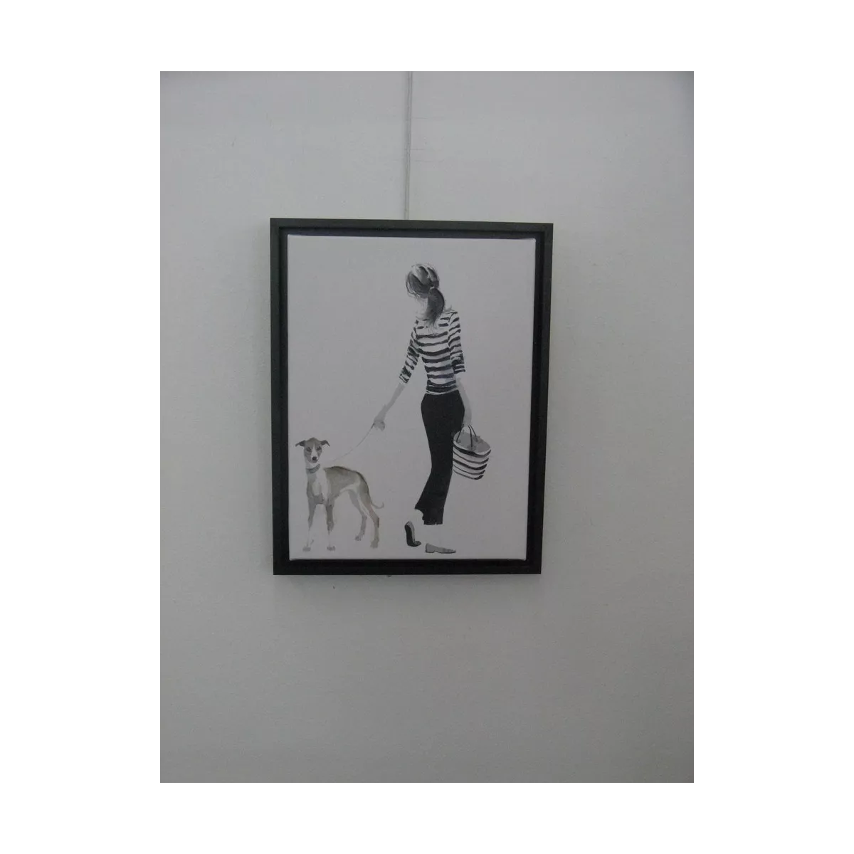 Tableau Femmes avec son Lévrier 44x34