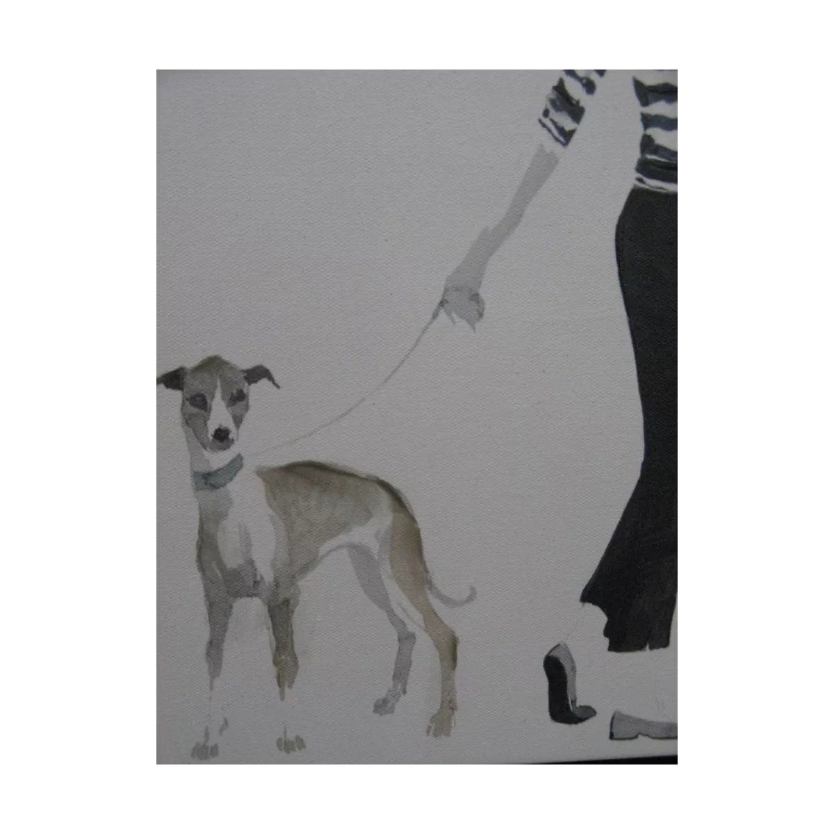 Tableau Femmes avec son Lévrier 44x34