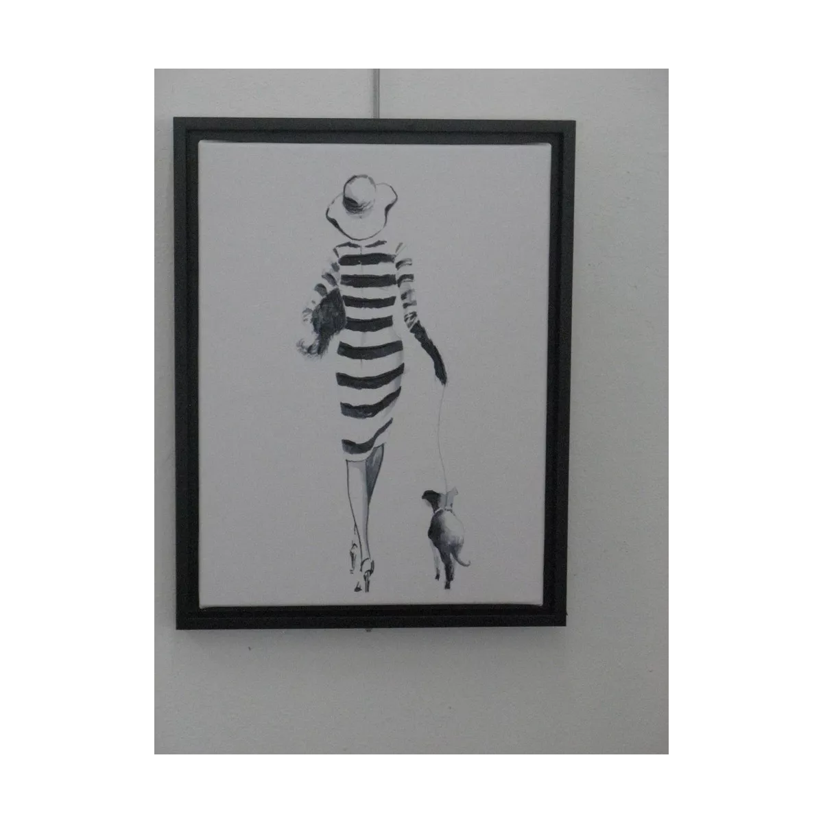 Tableau Femme avec son chien 44x34