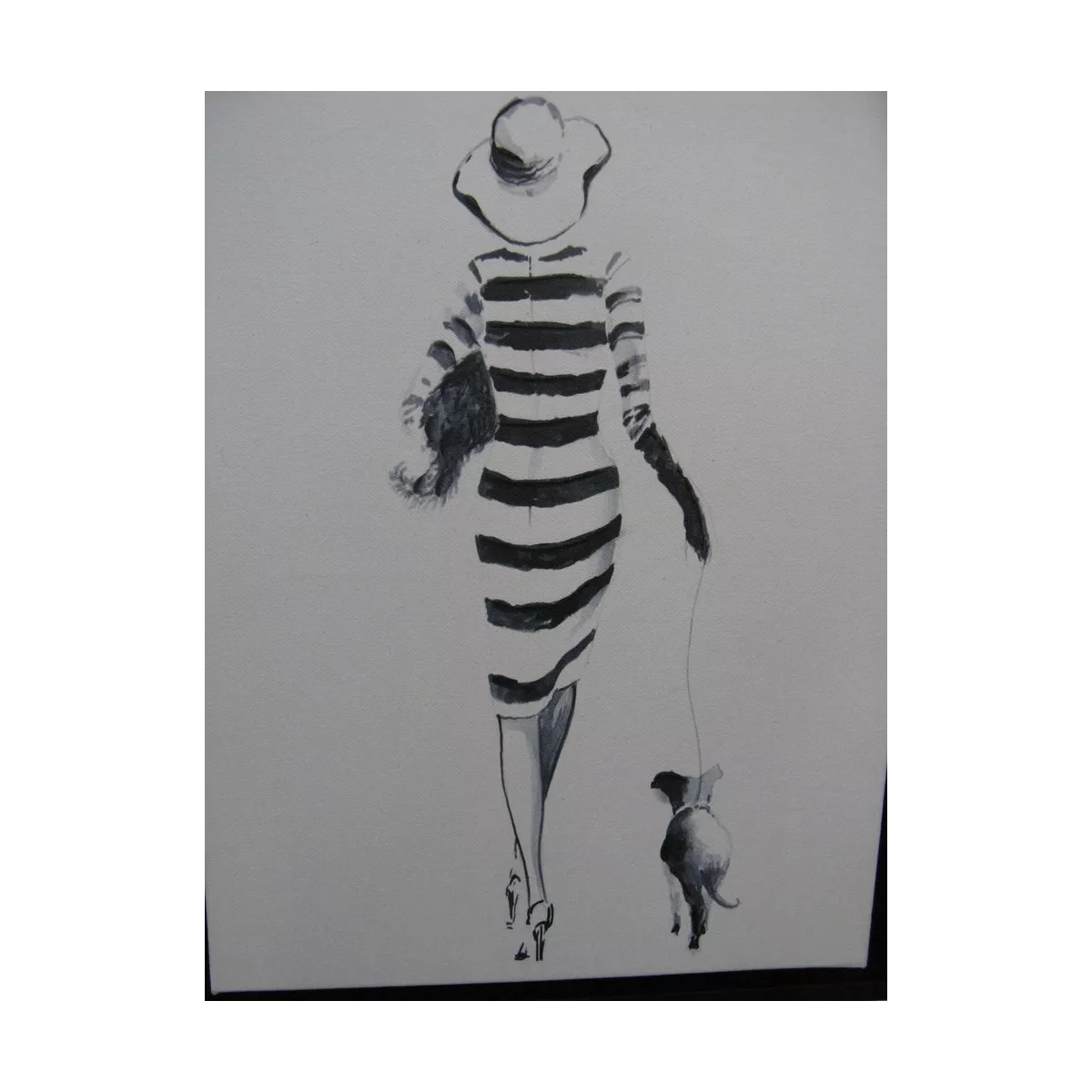 Tableau Femme avec son chien 44x34