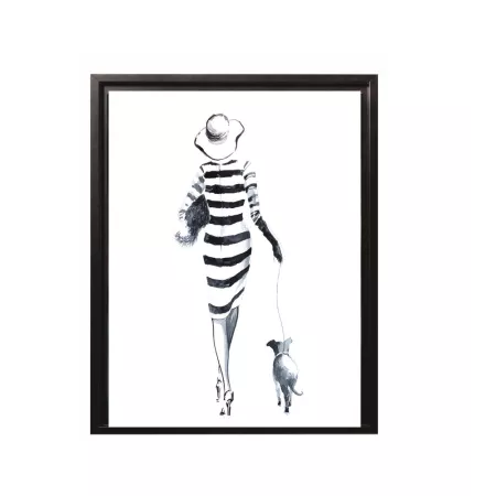 Tableau Femme avec son chien 44x34